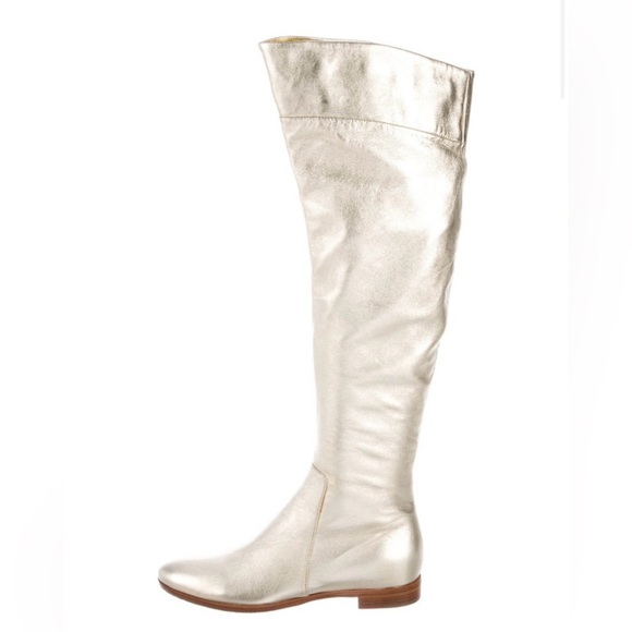 Sergio Rossi Vintage Metallic Gold Over-the-Knee Boots | Italian Designer size 5 - Picture 1 of 5